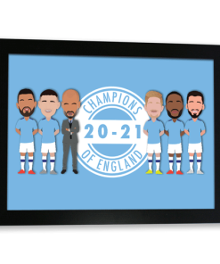 Man City Champions Of England 2021 Framed Print 