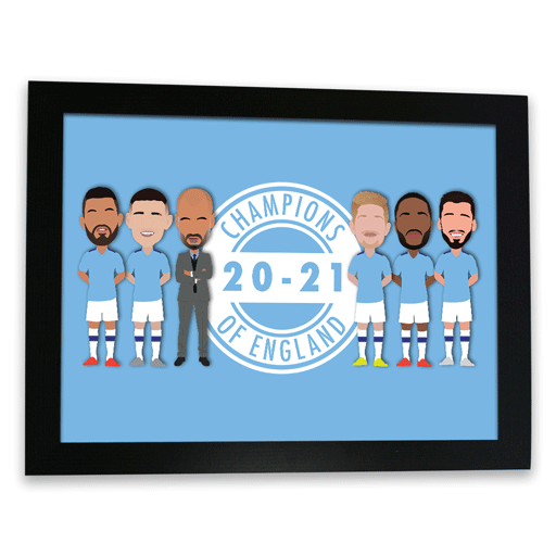 Man City Champions Of England 2021 Framed Print 