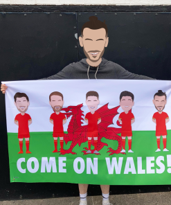 Wales Football Flag 5ftx3ft Welsh Dragon Come On Wales Euros 20-21 High Quality