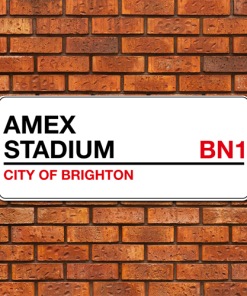 Brighton Stadium Sign Aluminium Wall Art Metal Sign 2021-22 Red & Black