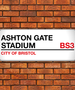 Bristol City Stadium Sign Aluminium Wall Art Metal Sign 2021-22 Red & Black