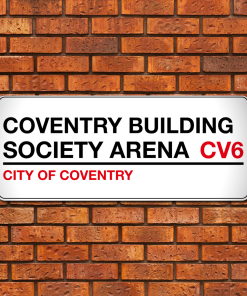 Coventry City Stadium Sign Aluminium Wall Art Metal Sign 2021-22 Red & Black