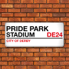 Derby County Stadium Sign Aluminium Wall Art Metal Sign 2021-22 Red & Black