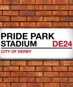 Derby County Stadium Sign Aluminium Wall Art Metal Sign 2021-22 Red & Black