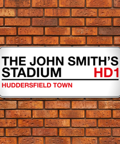Huddersfield Stadium Sign Aluminium Wall Art Metal Sign 2021-22 Red & Black