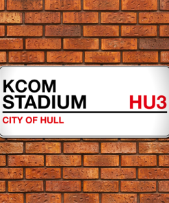 Hull City Stadium Sign Aluminium Wall Art Metal Sign 2021-22 Red & Black