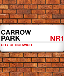 Norwich Stadium Sign Aluminium Wall Art Metal Sign 2021-22 Red & Black
