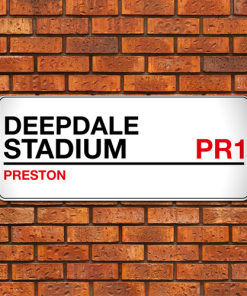 Preston North End Stadium Sign Aluminium Wall Art Metal Sign 2021-22 Red & Black