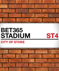 Stoke City Stadium Sign Aluminium Wall Art Metal Sign 2021-22 Red & Black