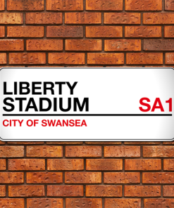 Swansea City Stadium Sign Aluminium Wall Art Metal Sign 2021-22 Red & Black
