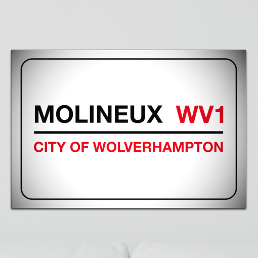 Wolverhampton Wanderers Stadium Sign Aluminium Wall Art Metal Sign 2021-22 Red & Black