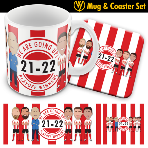 Sunderland Play-Off Winners 21-22 Mug and Coaster Set