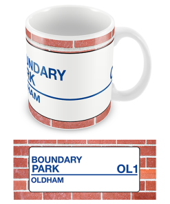 Oldham Athletic Stadium Sign Mug Team Colours