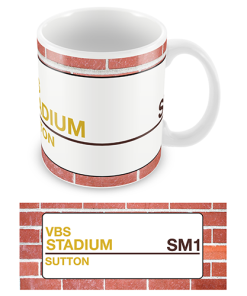 Sutton Utd Stadium Sign Mug Team Colours
