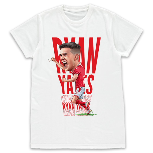 Nottingham Forest The Football Artist White T-Shirt Text Yates