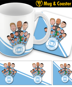 Man City Champions Of England 21-22 Mug and Coaster Set Design 2