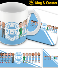 Man City Champions Of England 21-22 Mug and Coaster Set