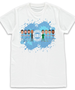 Man City Champions Of England 21-22 White T-Shirt Splash