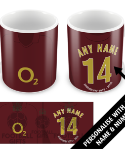 Arsenal Home Shirt 2006 Personalised Retro Kit Mug