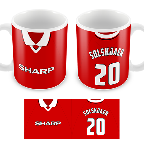 Man Utd Home Shirt 1999 Personalised Retro Kit Mug - Image 2