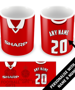 Man Utd Home Shirt 1999 Personalised Retro Kit Mug