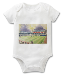 The Baseball Ground Water Colour Baby Grow By Sam Edwards Artist