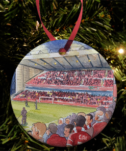 Nottingham Forest Stadium Water Colour Christmas Tree Decoration Bauble By Sam Edwards Artist
