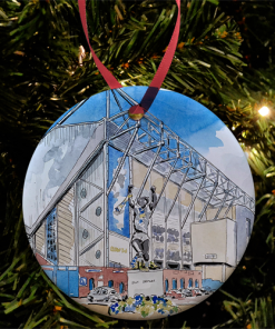Leeds Utd Stadium Water Colour Christmas Tree Decoration Bauble By Sam Edwards Artist