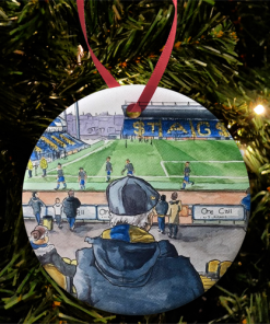 Mansfield Town Stadium Water Colour Christmas Tree Decoration Bauble By Sam Edwards Artist