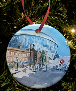 Tottenham Hotspur Stadium Water Colour Christmas Tree Decoration Bauble By Sam Edwards Artist