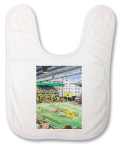 Norwich City Stadium Water Colour Baby Bib Sam Edwards Artist