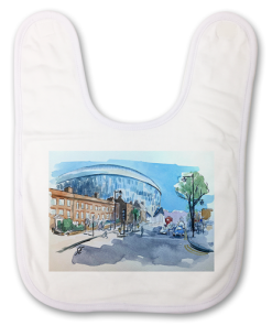Spurs Stadium Water Colour Baby Bib Sam Edwards Artist