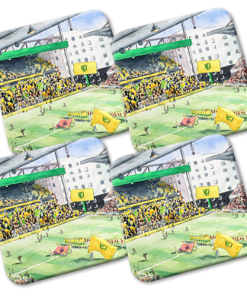 Norwich City Stadium Water Colour Coasters x4 By Sam Edwards Artist