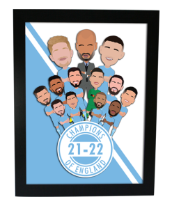 Man City Champions Of England 21-22 Framed Print Design 2