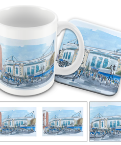 Chelsea Stadium Water Colour Mug and Coaster Set By Sam Edwards Artist
