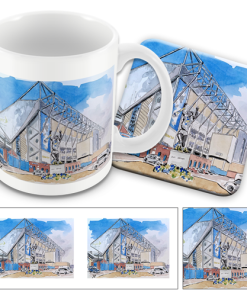 Leeds Utd Stadium Water Colour Mug and Coaster Set By Sam Edwards Artist