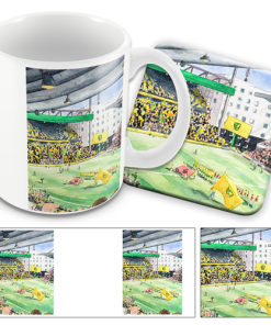 Norwich Stadium Water Colour Mug and Coaster Set By Sam Edwards Artist
