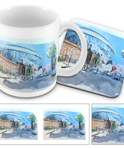 Tottenham Hotspur Stadium Water Colour Mug and Coaster Set By Sam Edwards Artist