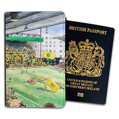 Norwich City Stadium Water Colour Passport Holder By Sam Edwards Artist