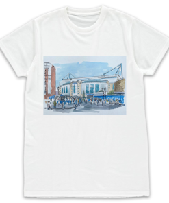 Chelsea Stadium Water Colour White T-Shirt By Sam Edwards Artist