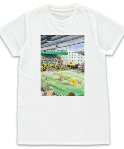 Norwich City Stadium Water Colour White T-Shirt By Sam Edwards Artist