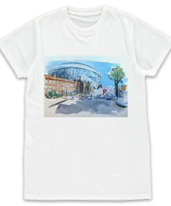 Tottenham Hotspur Stadium Water Colour White T-Shirt By Sam Edwards Artist