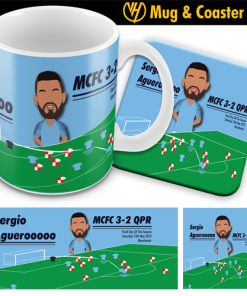 Famous Goals Mug and Coaster Set Man City Aguero