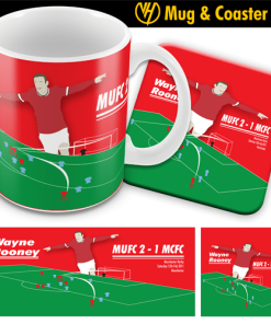 Famous Goals Mug and Coaster Set Man Utd Rooney
