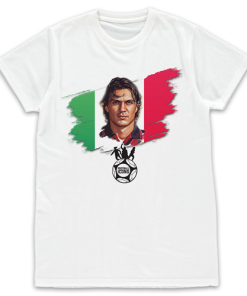 Football Icons White T-Shirt Maldini Italy