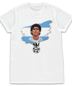 Football Icons White T-Shirt Maradona Argentina