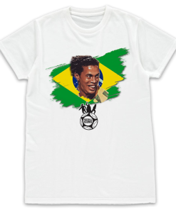 Football Icons White T-Shirt Ronaldinho Brazil