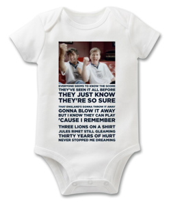 England Euro 96 3 Lions Lyrics It's Coming Home Baddiel & Skinner World Cup Baby Grow