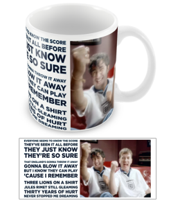 England Euro 96 3 Lions Lyrics It's Coming Home Baddiel & Skinner World Cup Mug