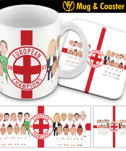 England Ladies European Champions 2022 Mug and Coaster Set Design 1